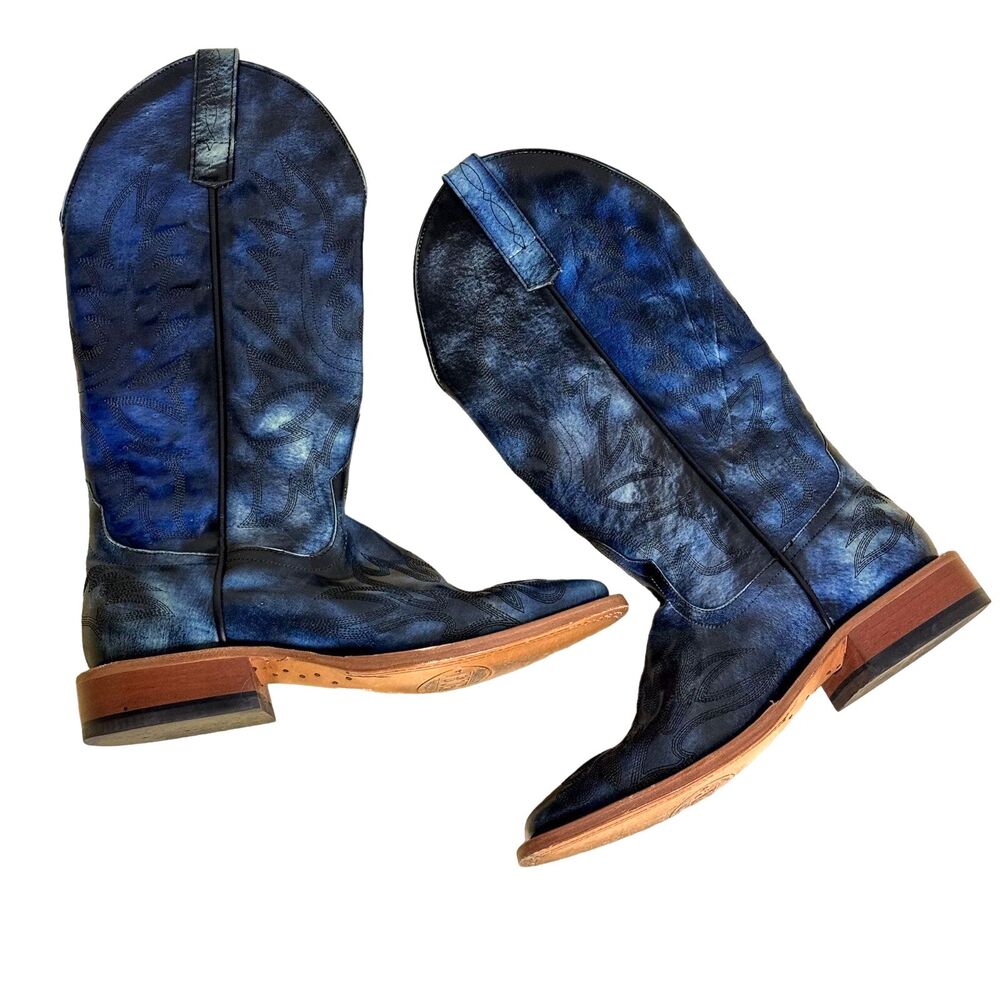 Men's Blue Leather Western Boots